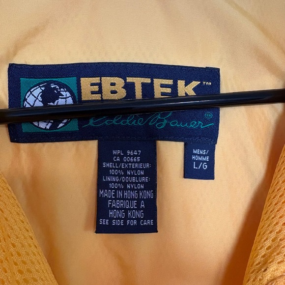 Vintage Eddie Bauer EBTEK Packable Parka Jacket Yellow Nylon Mens L/G Large - Picture 7 of 10